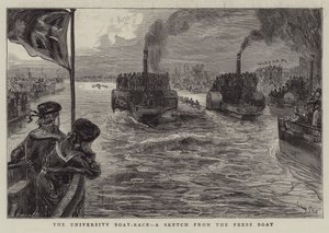 The University Boat-Race, a Sketch from the Press Boat by Sydney Prior Hall